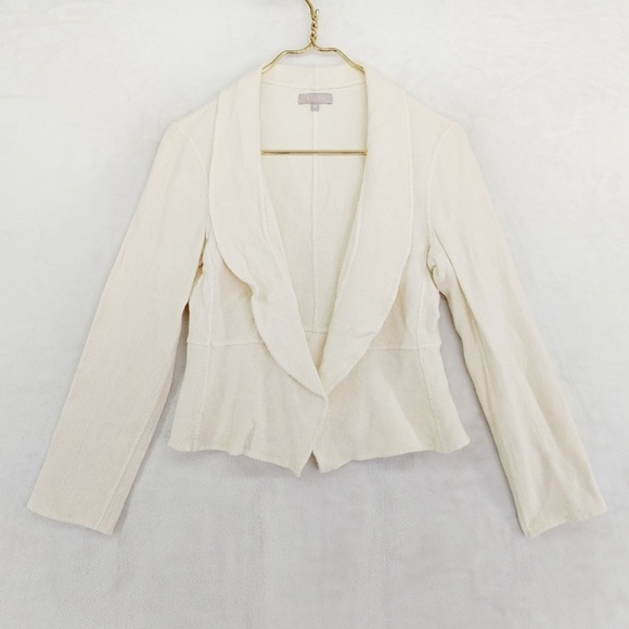 Ellie Kai Off White Ivory Wool Blend Open Casual Sweater Blazer Small P3303 - Picture 1 of 2